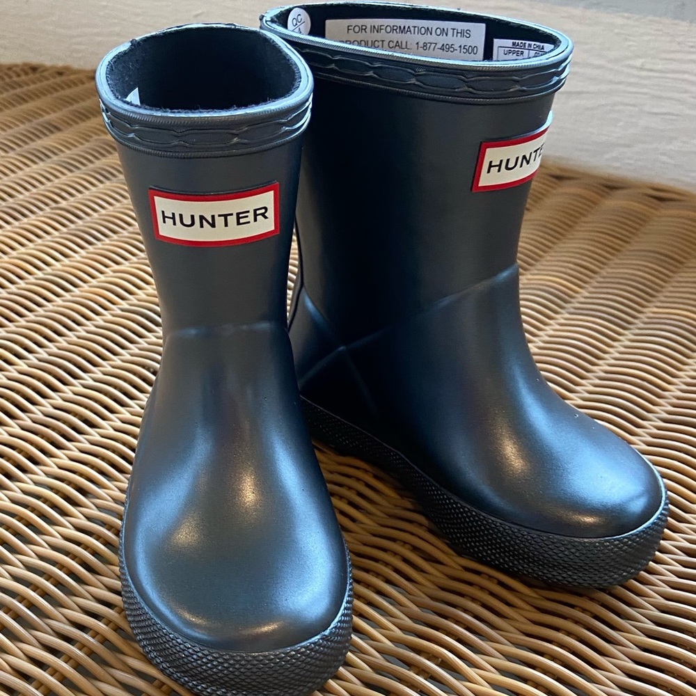 HUNTER TODDLER CLASSIC RAIN BOOTS BLACK METALIC